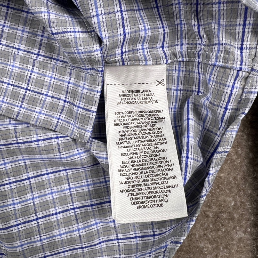 Ralph Lauren Classic Fit Performance Gray Blue Plaid Button Down Shirt Large - Picture 6 of 8